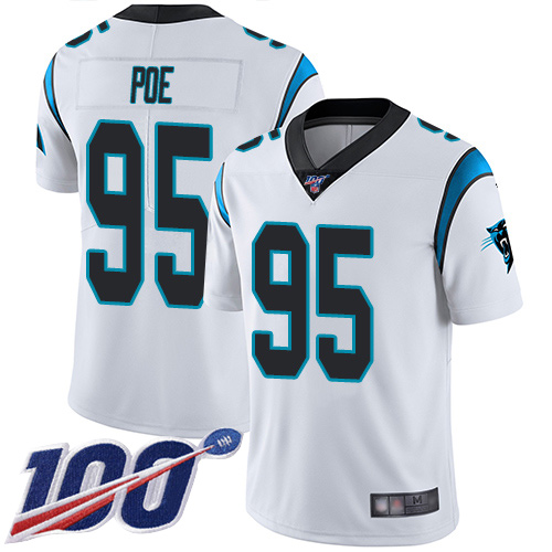 Carolina Panthers Limited White Youth Dontari Poe Road Jersey NFL Football #95 100th Season Vapor Untouchable->youth nfl jersey->Youth Jersey